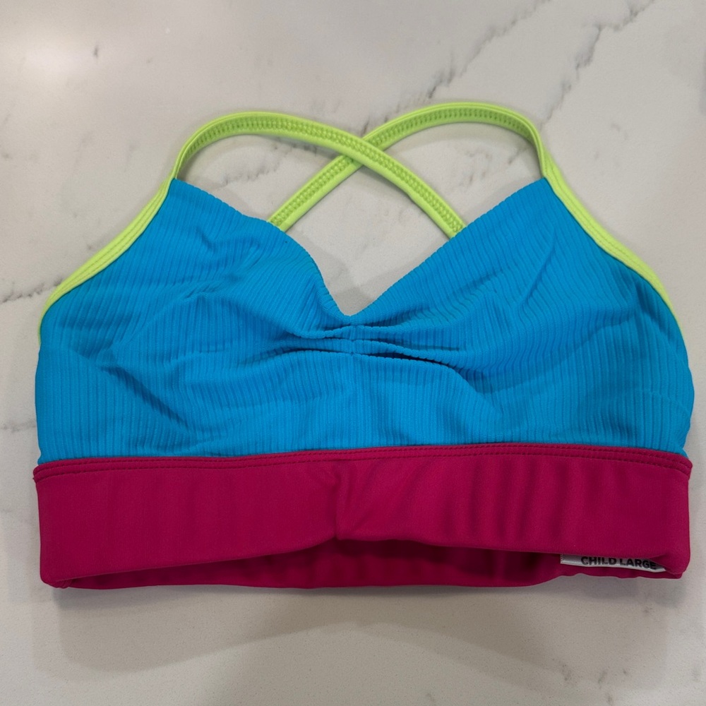 TIGER FRIDAY LIKE NEW DANCE CROP TOP FX BRA TRIPLE THREAT EUC LIKE NEW CH LARGE